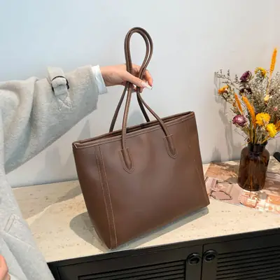 Women's New Casual Korean Style Brown Tote Bag