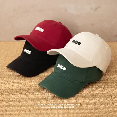 Korean Embroidered Baseball Cap Black Men Women