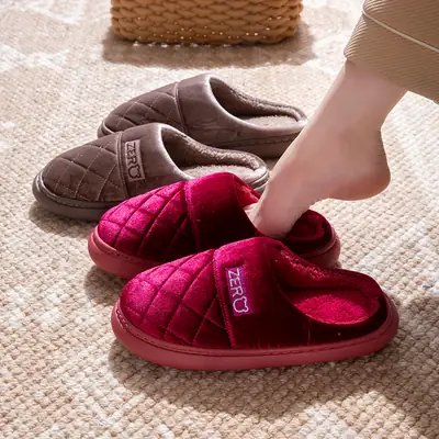 Japanese-Style Silent Cotton Slippers for Women Winter Office Open Indoor Cloth Bottom Home Wooden Floor Four-Season Silent Slippers for Men