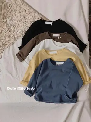 Blue Korean Style Loose Cotton T-Shirt for Boys Girls