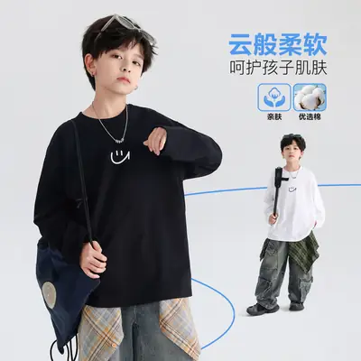 Boys Pure Cotton Long Sleeve T-Shirt Black 2026