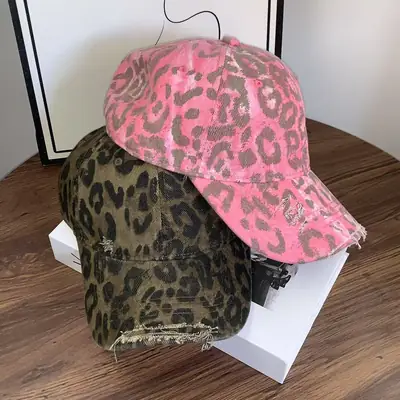 Leopard Print Baseball Cap for Women Y2K Sunshade