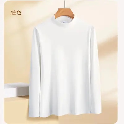 Men Long Sleeve T-Shirt White Plain
