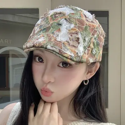 Women Leopard Print Forward Cap Large Circumference