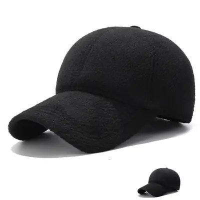 Black Velvet Peaked Cap for Men Winter Cold Proof