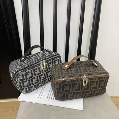 Fendi Logo Travel Storage Bag with Zipper Closure