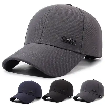 Grey Baseball Cap for Men Middle Age Elderly Korean Style Outdoor Casual