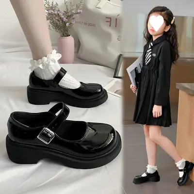 Girls' Black Leather Shoes, Performance Shoes, Princess Shoes, Small Leather Shoes, Kidsren's Students' Soft-Soled White Flats, School Shoes
