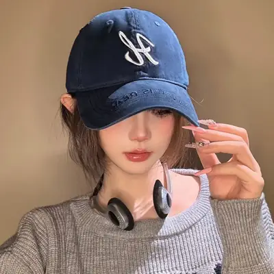 Korean Style H Embroidered Baseball Cap for Women Men