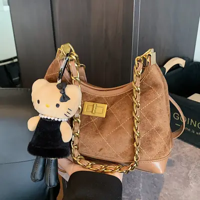 Maillard Crossbody Bag with Hello Kitty Chain Strap Brown