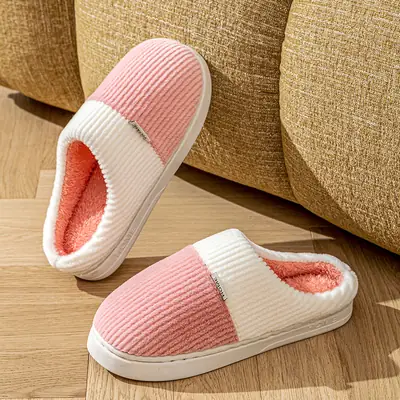 Winter Warm Cotton Slippers for Women with Soft Soles