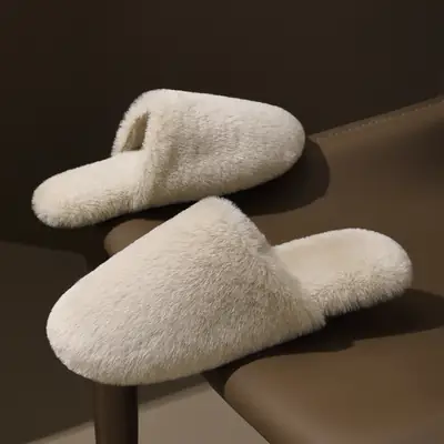 Home Furry Slippers for Women Winter Indoor Household Plush Warm Men's Non-Slip Bedroom Cotton Slippers Men's Winter Wholesale