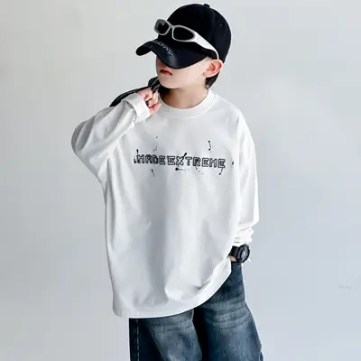 Children's White Graphic T-Shirt Autumn Style 2025