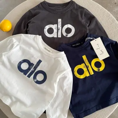 Boys Printed Letter T-Shirt Set White Black