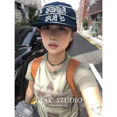 Women's Embroidered Flat Cap with Letter Design