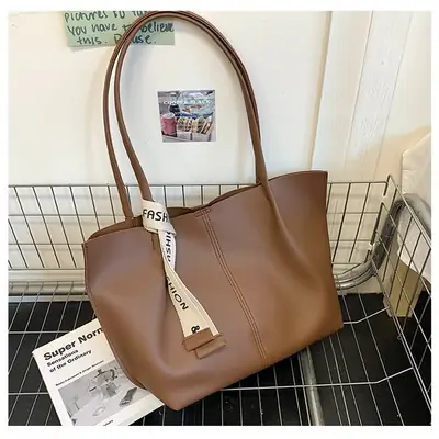 Brown Leather Tote Bag for Women Large Capacity