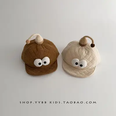 Cute Cartoon Baby Hats Brown Beige Windproof Corduroy