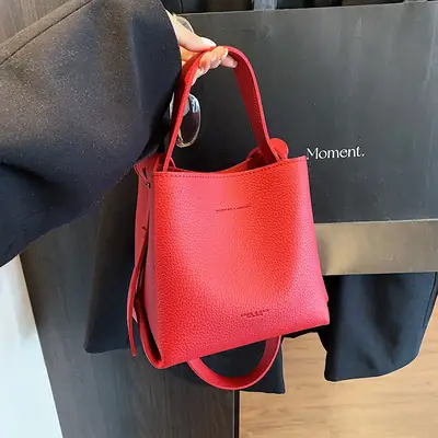 Red Korean Pattern Handbag Women's 2025 New Trendy