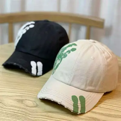 Men's White Palm Print Baseball Cap Spring Summer Trendy