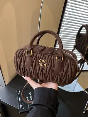 Brown Pleated Crossbody Bag for Women 2026