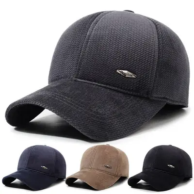 New Men's Black Duckbill Baseball Cap with Fleece Lined Warmth
