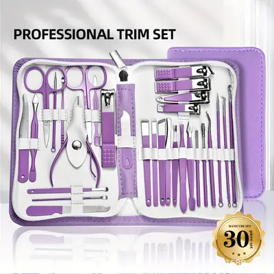 Purple Nail Art Set 9-30 Pieces for Manicure Tools