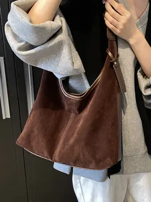 Women Cross-Border Retro Brown Tote Bag 2025