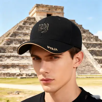 Men White Embroidered Baseball Cap with Logo