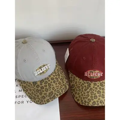 Women Leopard Print Baseball Cap with Duckbill Design