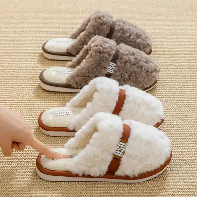 Warm Plush Cotton Slippers for Women Winter