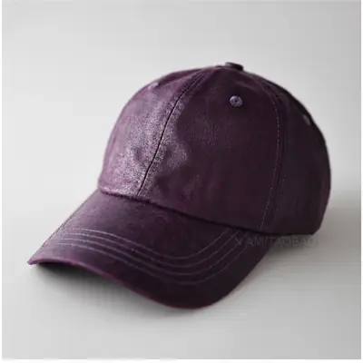 Purple PU Leather Baseball Cap for Men Women Casual Retro