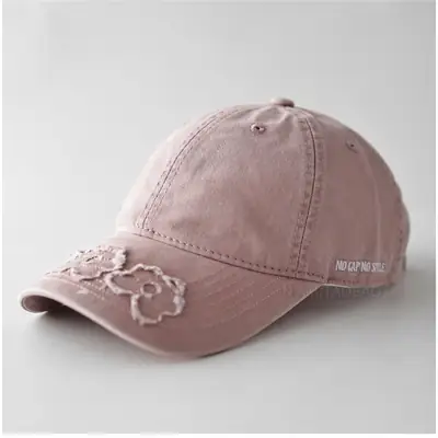 Women Brown Embroidered Baseball Cap with Patched Brim