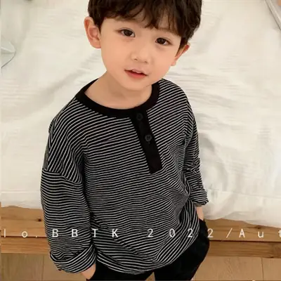 Long Sleeve Striped T-Shirt for Boys Girls Wholesale