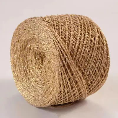 Gold and Silver Thread, Hollow Yarn, Bright Silk Thread, DIY Crochet Bag, Embroidered Mercerized Wool, Hand-Knitted Sweater Doll
