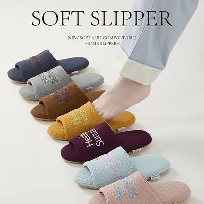 Women's Embroidered Soft Slipper Purple Home Use