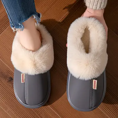 2024 Waterproof Cotton Slippers for Men and Women Autumn and Winter Warmth Plus Velvet Couple Home Warmth Waterproof Slippers Winter Wholesale
