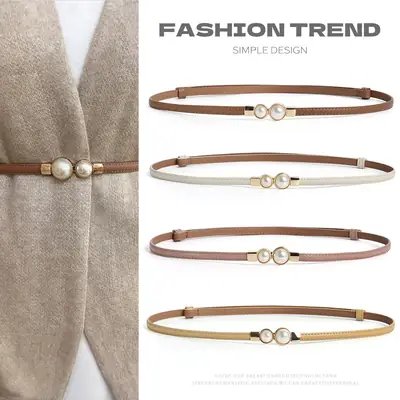 Pearl Buckle Belt for Women's Dress Decoration