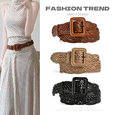 Hand-Woven Tan Belt for Women Casual Dress Belt Wholesale
