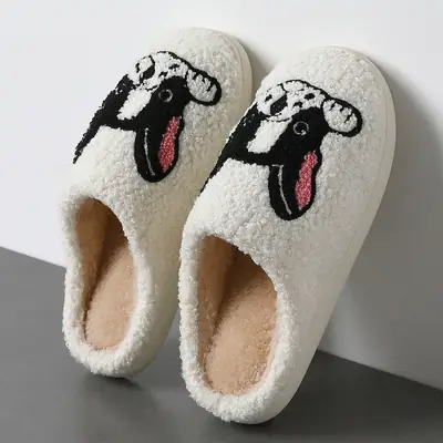 Winter Cartoon Cat Slippers for Women Warm Plush Cotton