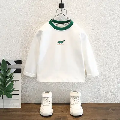 Boys White T-Shirt with Green Trim 2025