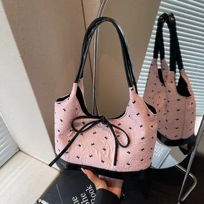Pink Bow Shoulder Bag for Women 2025