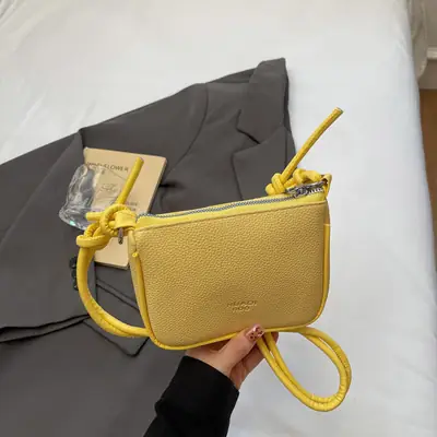 Yellow Korean Style Crossbody Bag with Zipper Closure