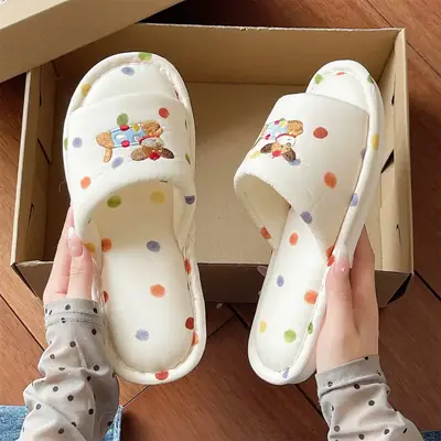 Cute Puppy Embroidered Cotton Slippers Women Spring Autumn 2026