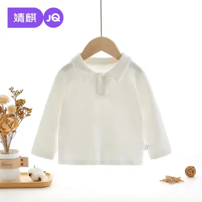 White Long Sleeve Polo Shirt for Boys Girls 2025