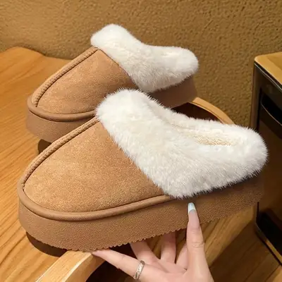2025 Autumn and Winter Popular Cotton Slippers for Women Indoor Warm Non-Slip Thick Sole Fleece-Lined Outer Wear Deodorant Couple Cotton Slippers for Men