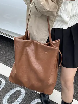 Women's Retro Leather Shoulder Bag Large Capacity Brown
