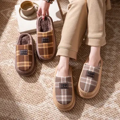 Anti-Slip Cotton Slippers Autumn and Winter 2025 New Indoor Home Silent Furry Warm Slippers for the Elderly Antibacterial