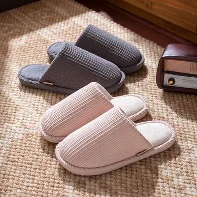 Japanese-Style Silent Slippers for Women Soft Cotton Autumn Winter
