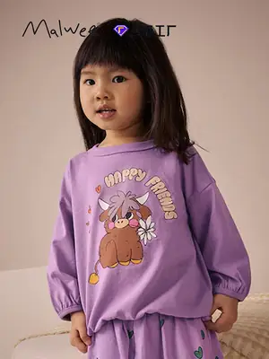Malwee Boys T-Shirt Purple Long Sleeve Cartoon Print