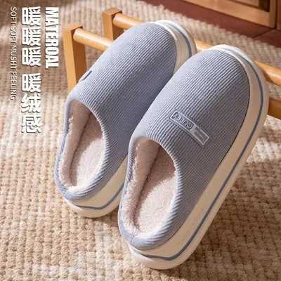 Women Cotton Slippers Warm Thick-Soled Indoor